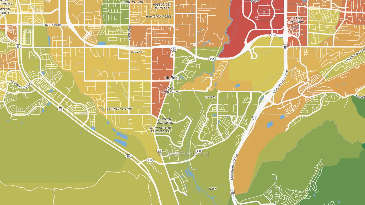 Bluffdale, UT Map of Vehicle Theft Rates