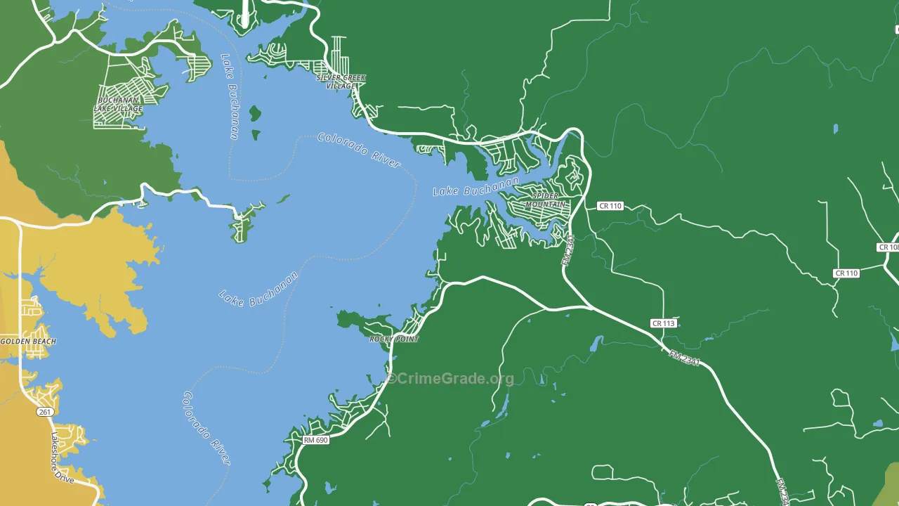 Bluffton, TX Map of Vehicle Theft Rates