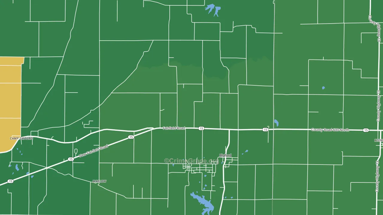 Bluford, IL Map of Vehicle Theft Rates