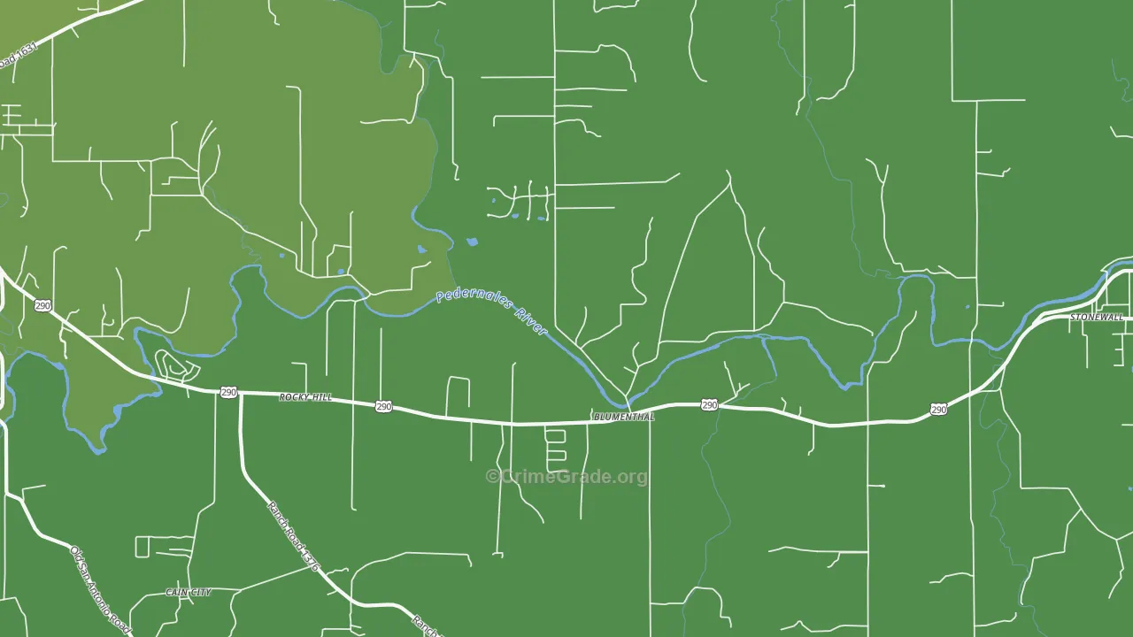 Blumenthal, TX Map of Vehicle Theft Rates