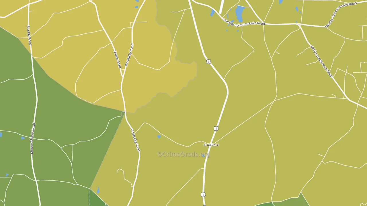 Blundale, GA Map of Vehicle Theft Rates