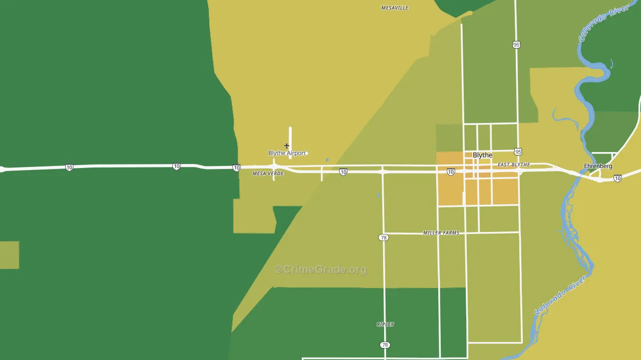 Blythe, CA Map of Vehicle Theft Rates