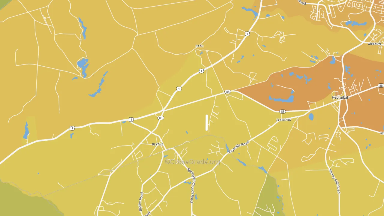Blythe, GA Map of Vehicle Theft Rates
