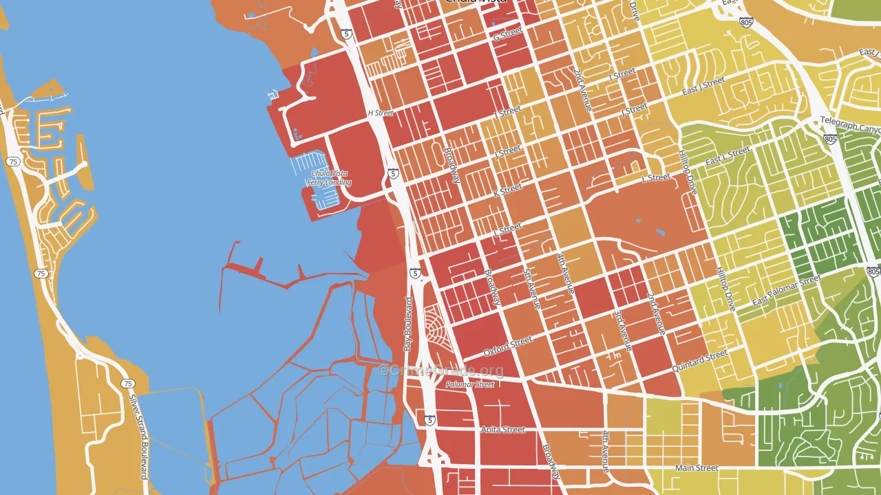 Boal, Chula Vista, CA Map of Vehicle Theft Rates