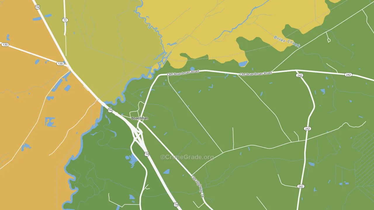 Boardman, NC Map of Vehicle Theft Rates