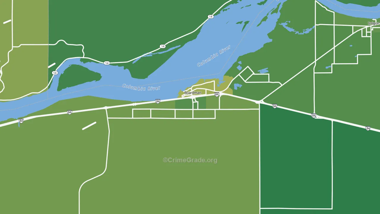 Boardman, OR Map of Vehicle Theft Rates