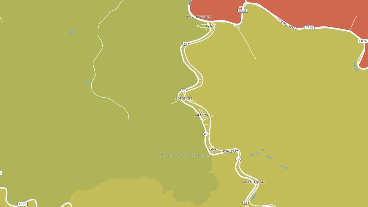 Bob White, WV Map of Vehicle Theft Rates