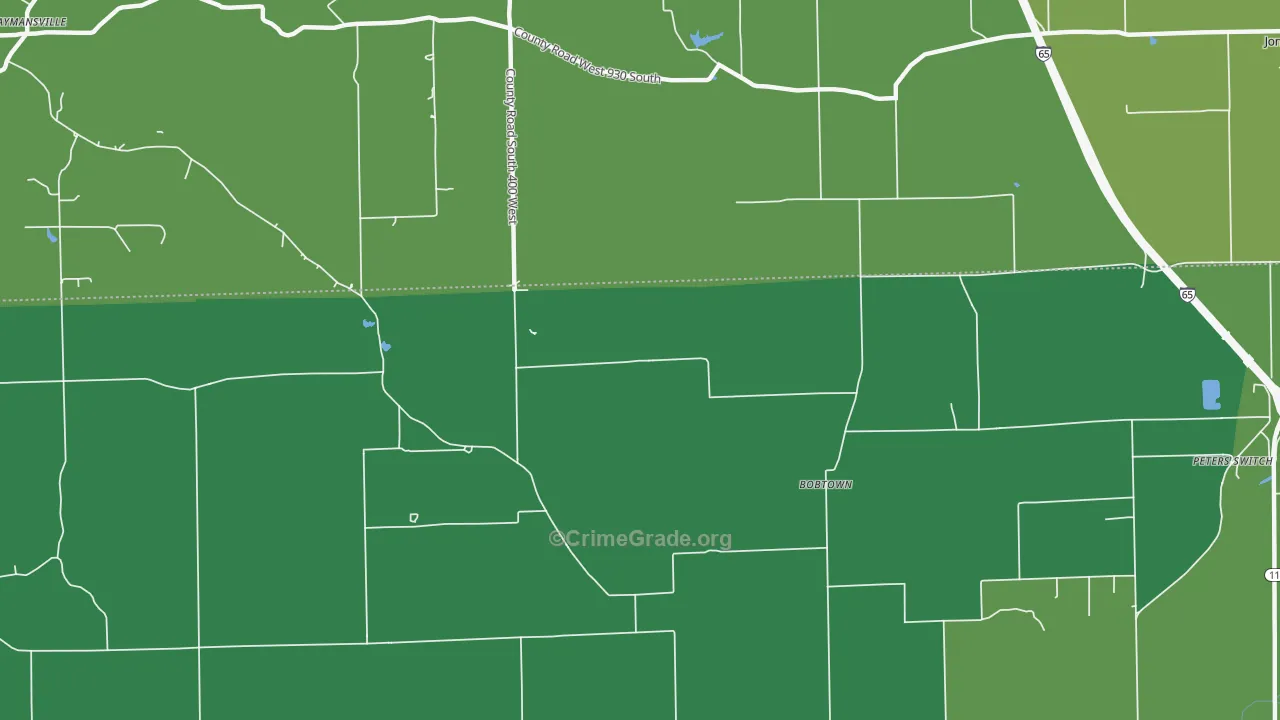 Bobtown, IN Map of Vehicle Theft Rates