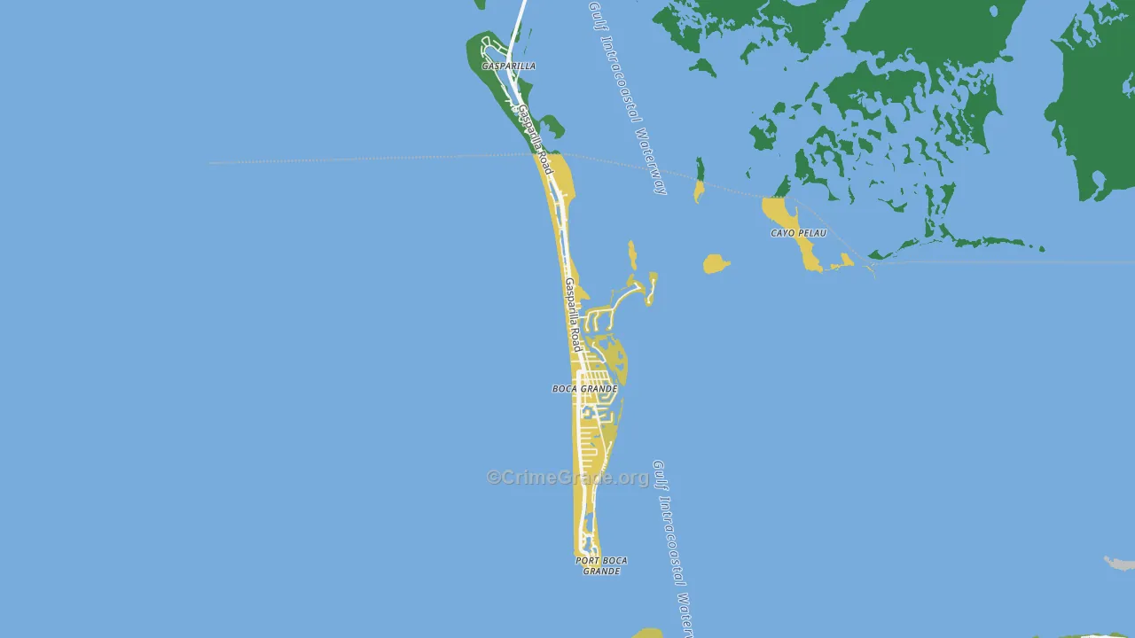 Boca Grande, FL Map of Vehicle Theft Rates
