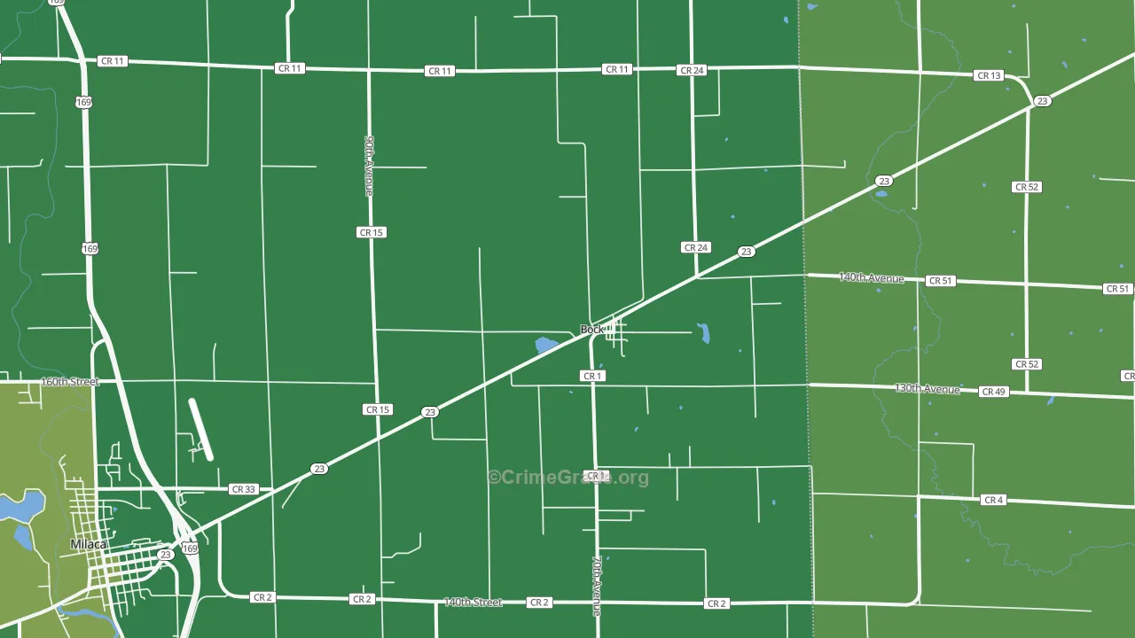 Bock, MN Map of Vehicle Theft Rates