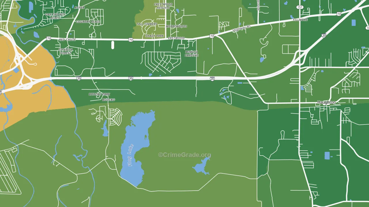 Bodcau, LA Map of Vehicle Theft Rates