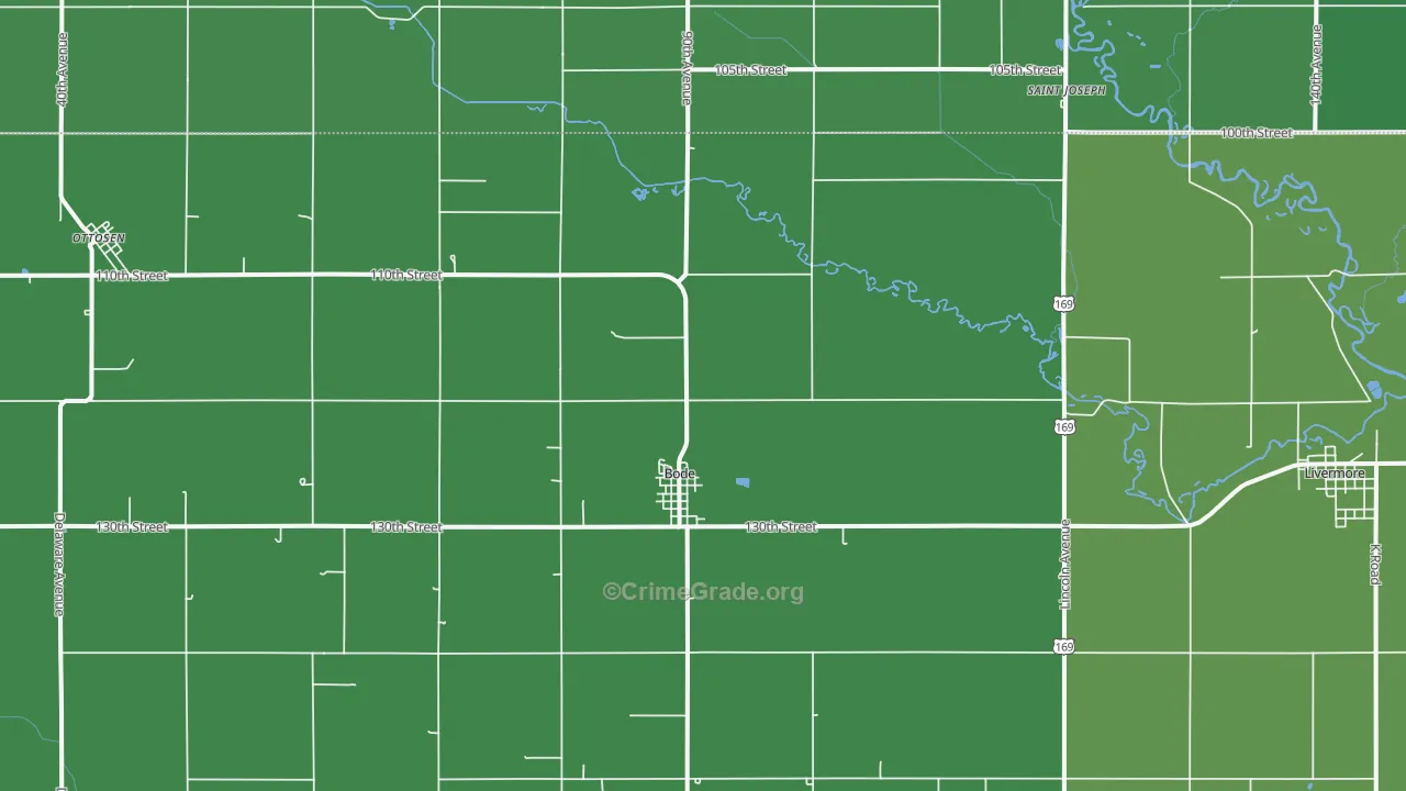 Bode, IA Map of Vehicle Theft Rates