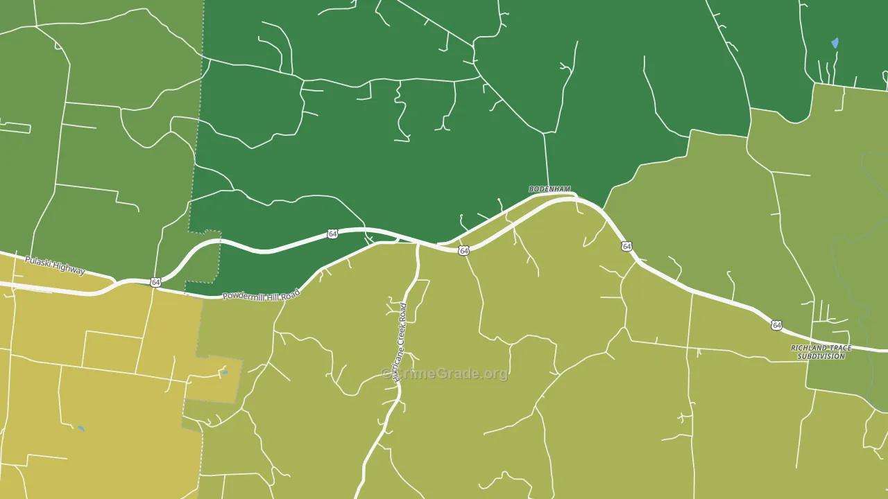 Bodenham, TN Map of Vehicle Theft Rates