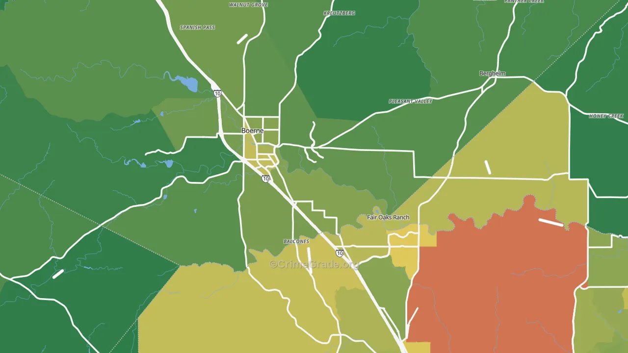 Boerne, TX Map of Vehicle Theft Rates
