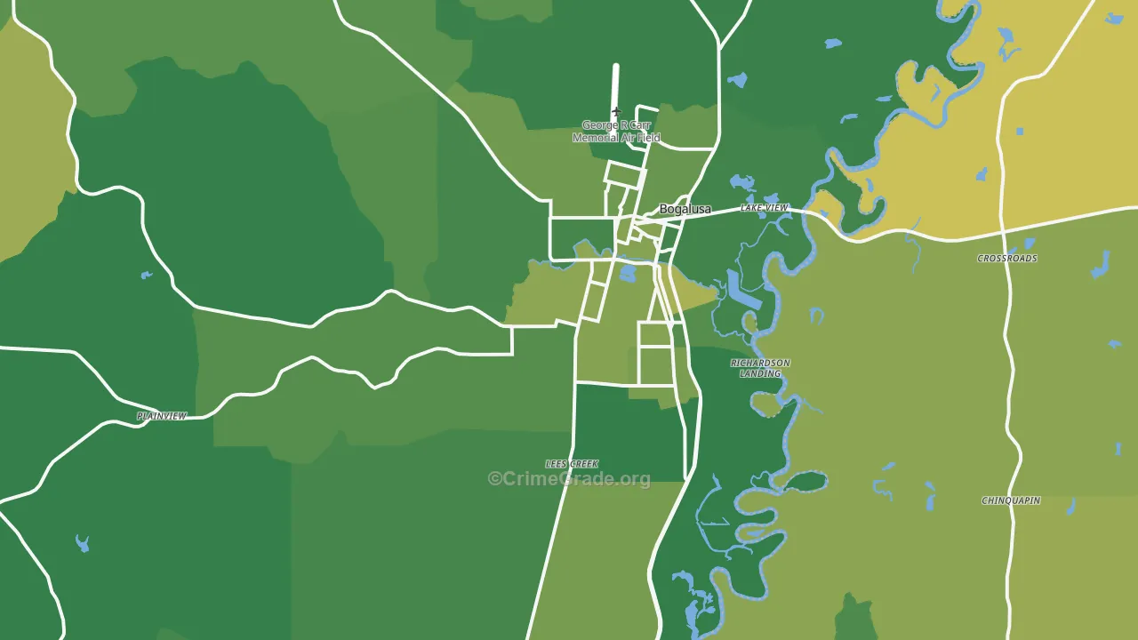 Bogalusa, LA Map of Vehicle Theft Rates