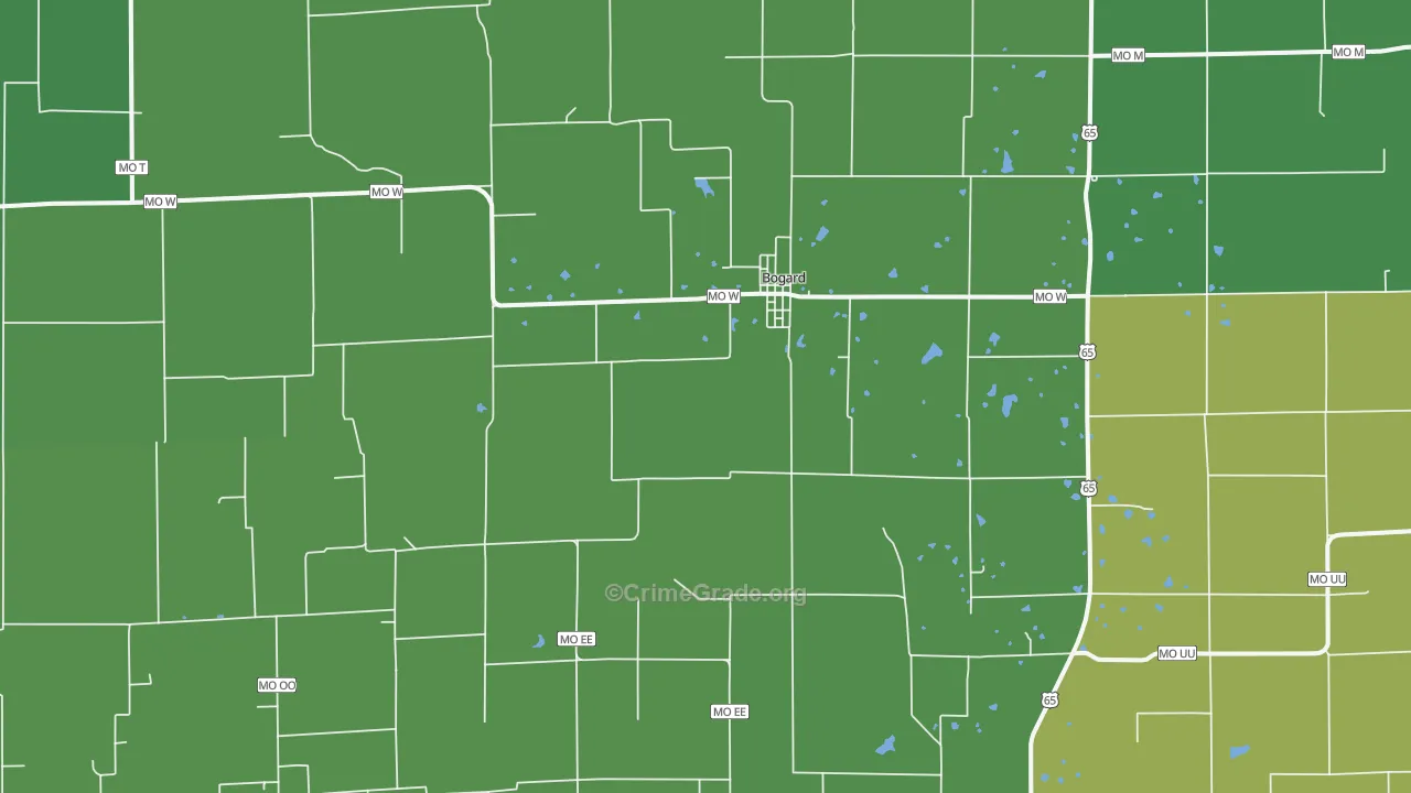 Bogard, MO Map of Vehicle Theft Rates