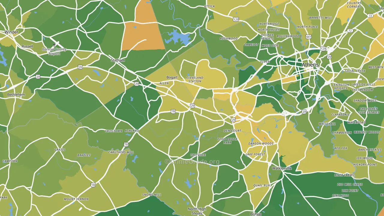 Bogart, GA Map of Vehicle Theft Rates