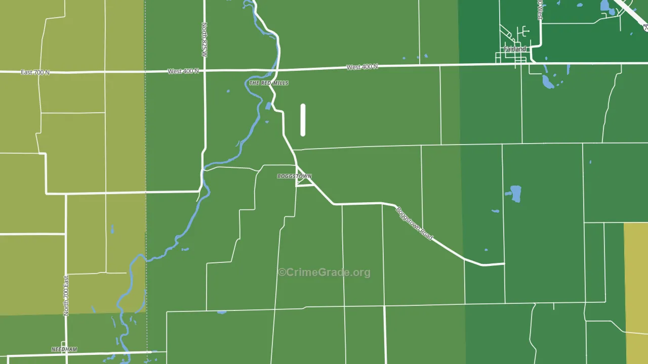 Boggstown, IN Map of Vehicle Theft Rates