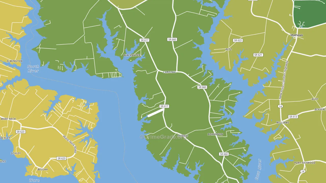 Bohannon, VA Map of Vehicle Theft Rates