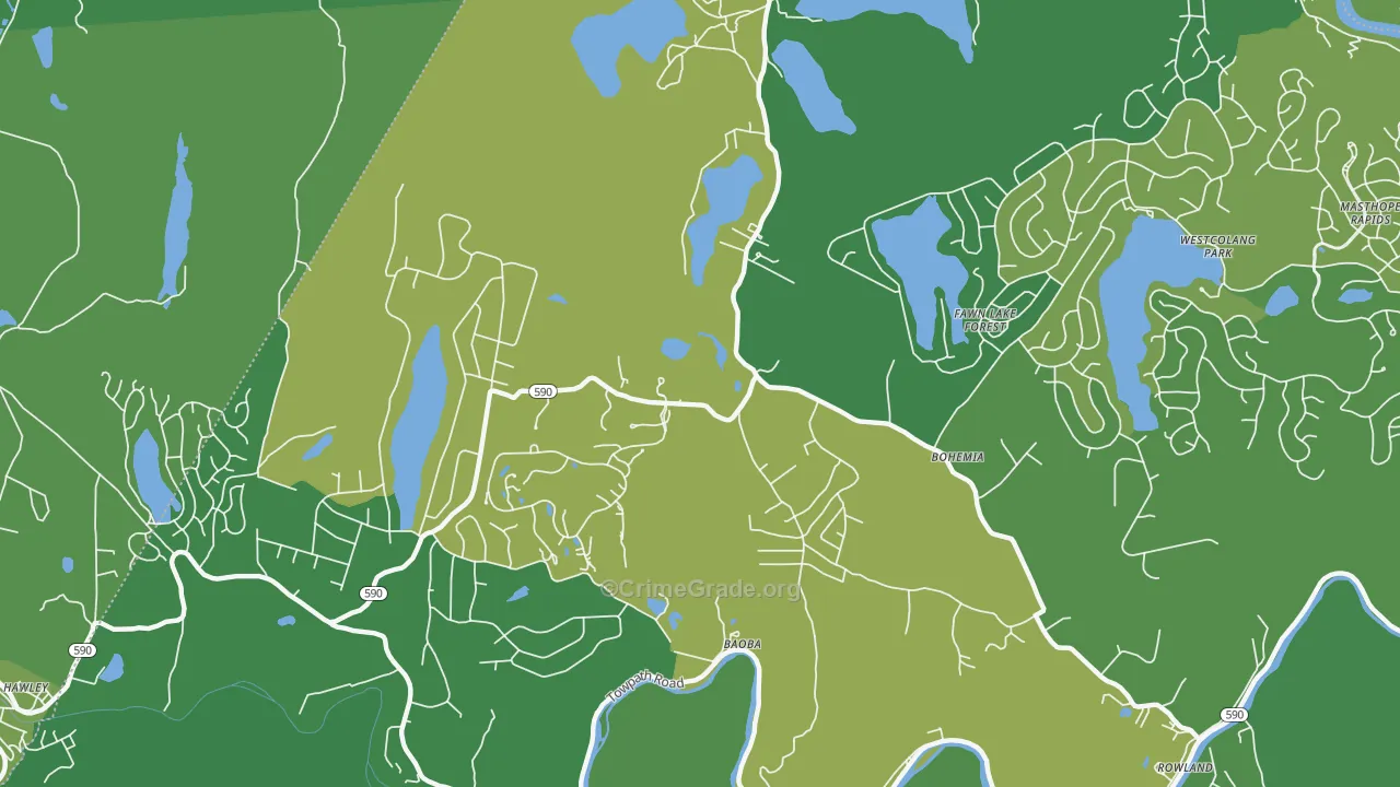 Bohemia, PA Map of Vehicle Theft Rates