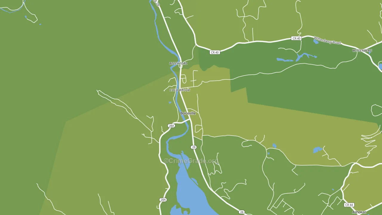 Boiceville, NY Map of Vehicle Theft Rates