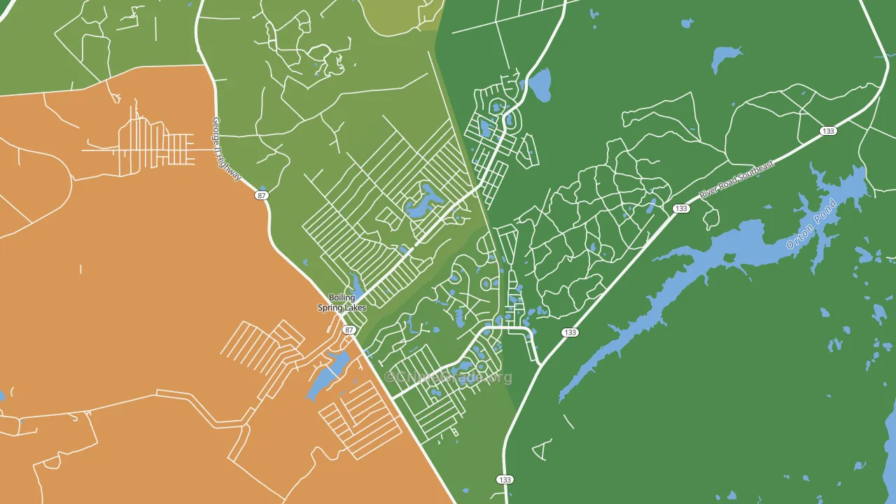 Boiling Spring Lakes, NC Map of Vehicle Theft Rates