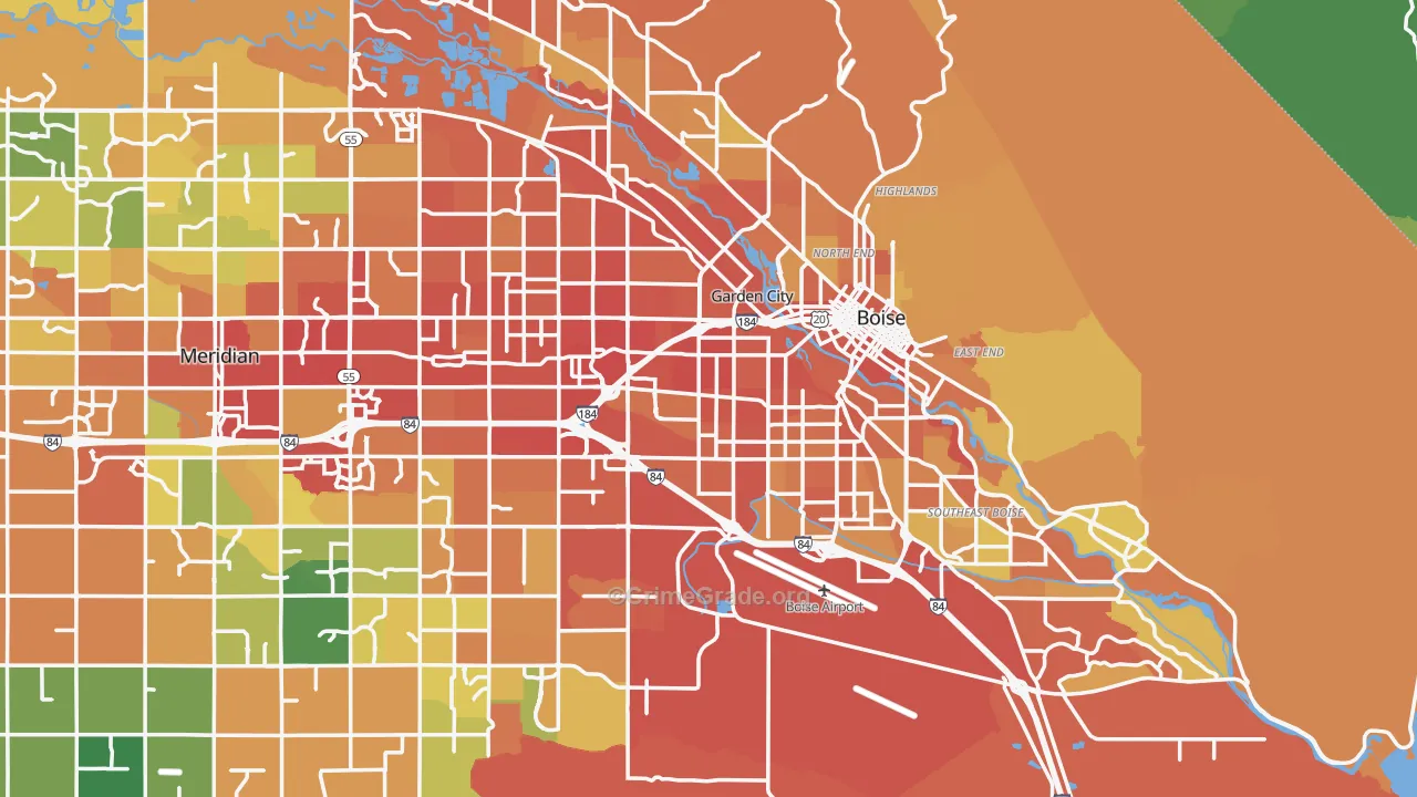 Boise, ID Map of Vehicle Theft Rates