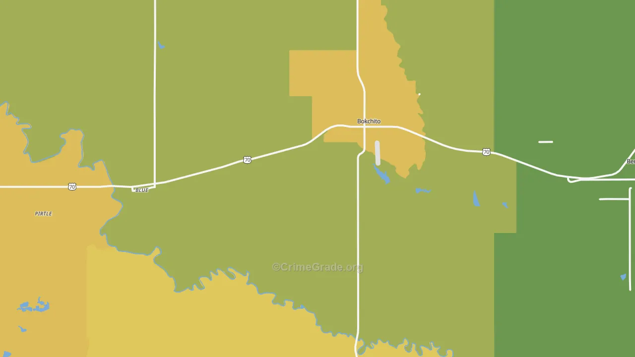 Bokchito, OK Map of Vehicle Theft Rates