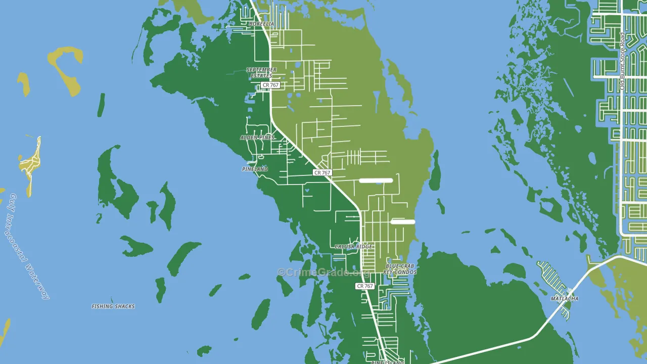 Bokeelia, FL Map of Vehicle Theft Rates
