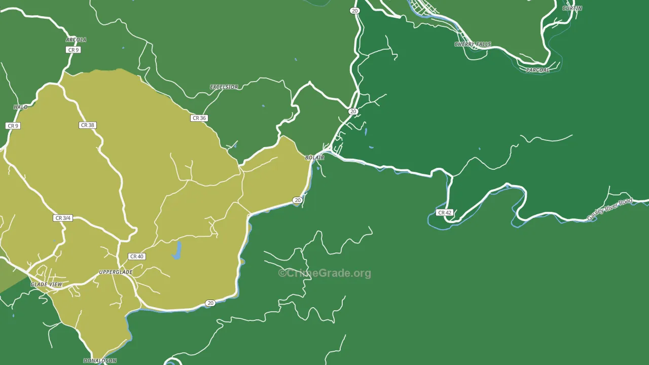 Bolair, WV Map of Vehicle Theft Rates