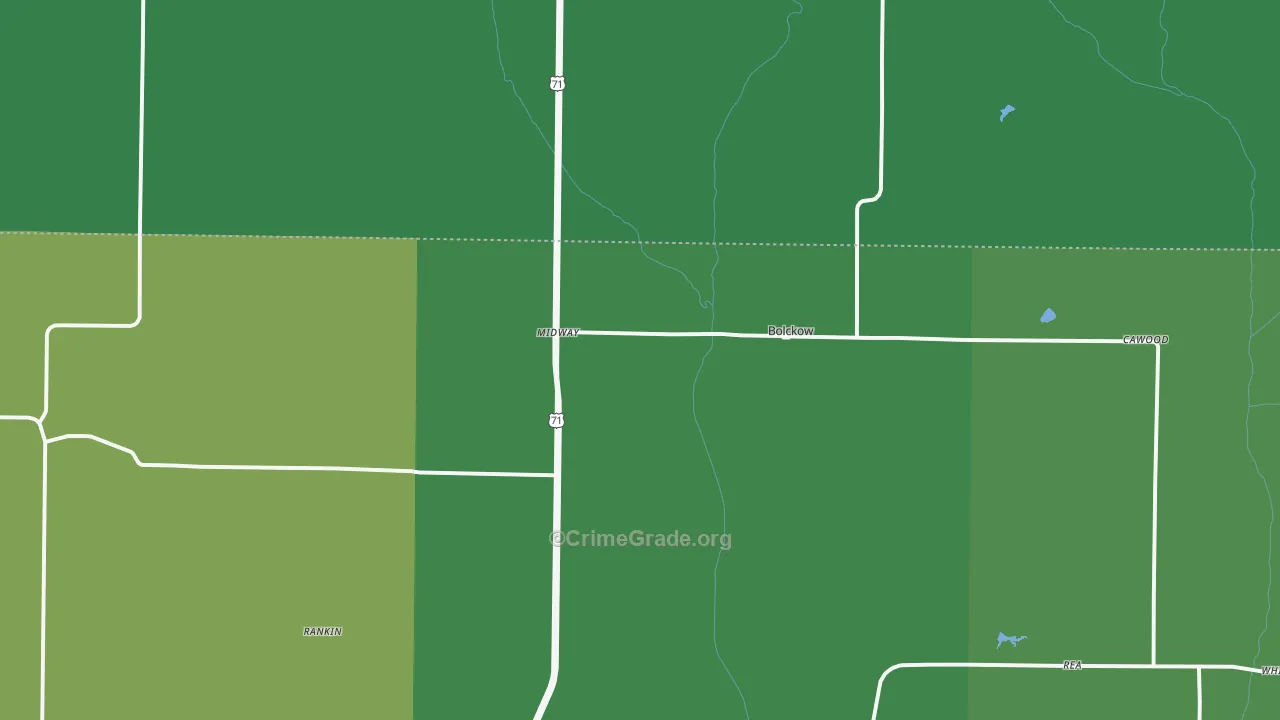 Bolckow, MO Map of Vehicle Theft Rates