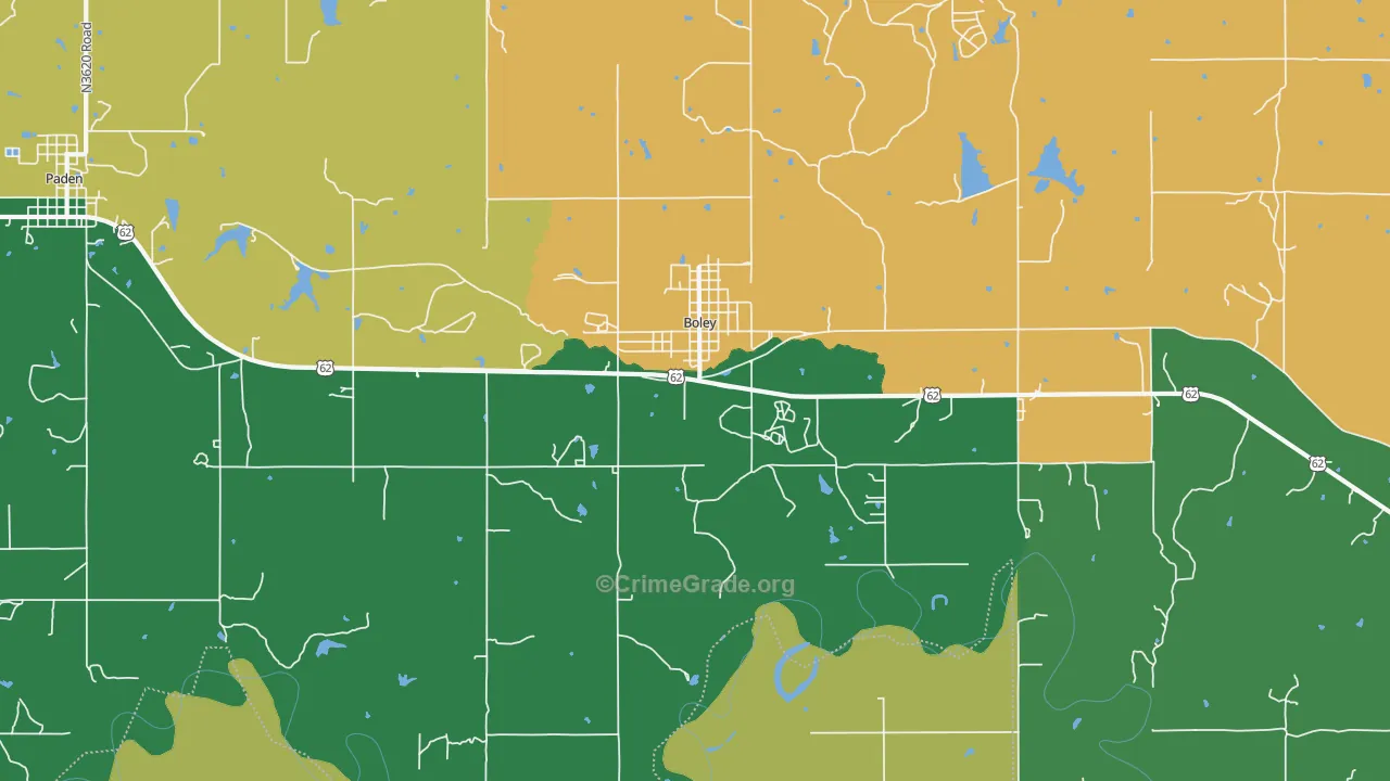 Boley, OK Map of Vehicle Theft Rates