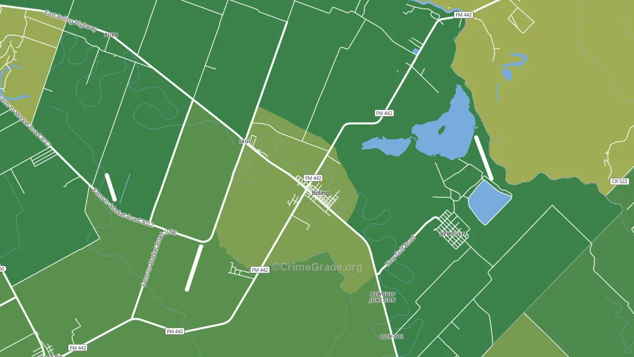 Boling, TX Map of Vehicle Theft Rates