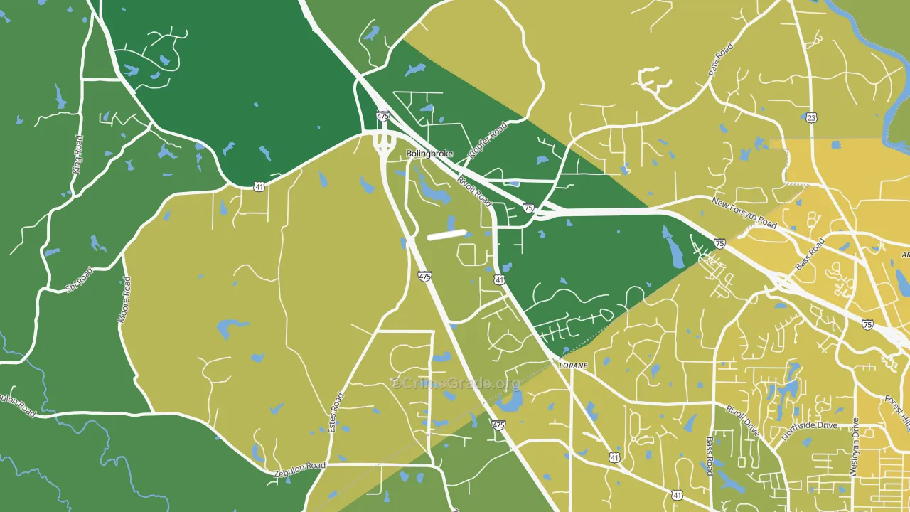 Bolingbroke, GA Map of Vehicle Theft Rates