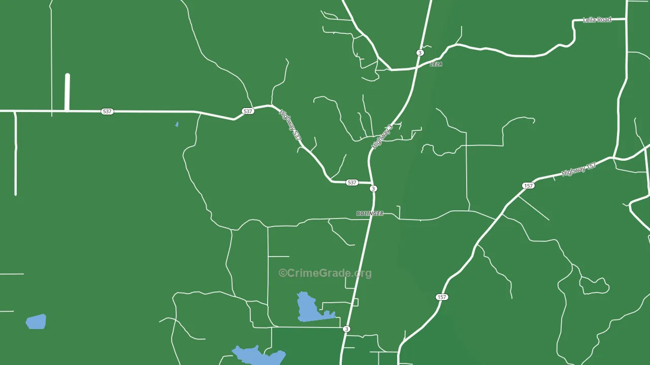 Bolinger, LA Map of Vehicle Theft Rates