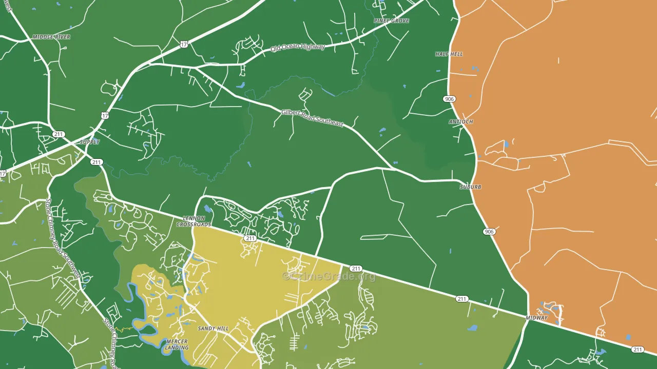 Bolivia, NC Map of Vehicle Theft Rates