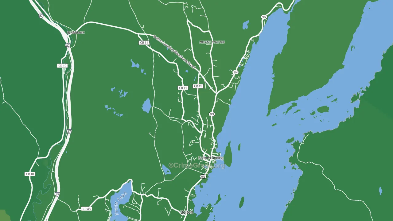 Bolton Landing, NY Map of Vehicle Theft Rates