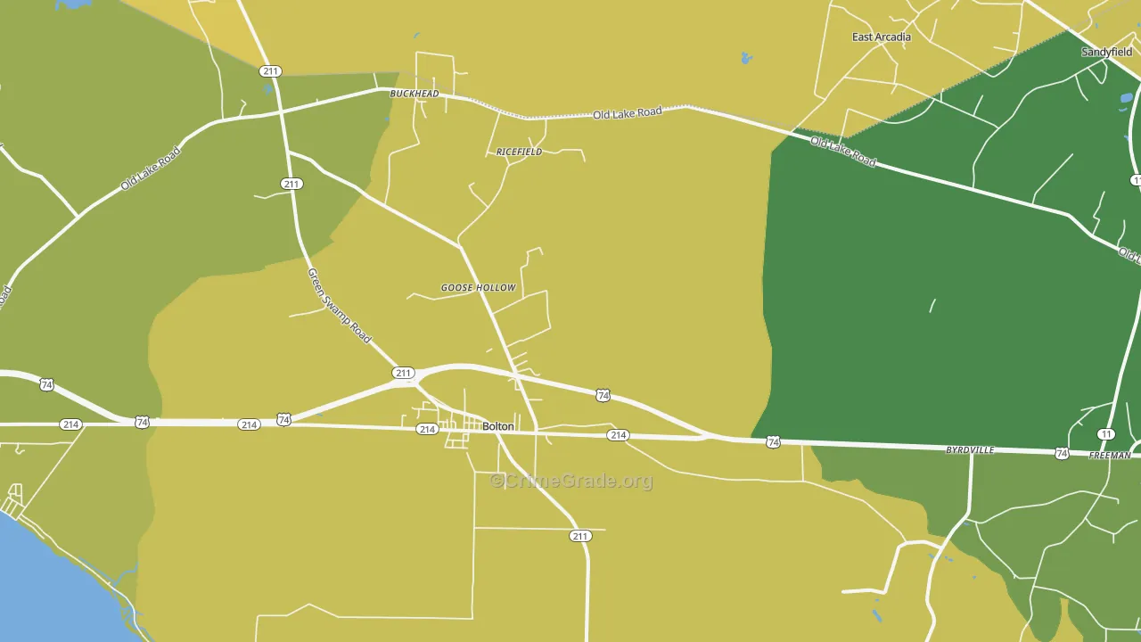 Bolton, NC Map of Vehicle Theft Rates