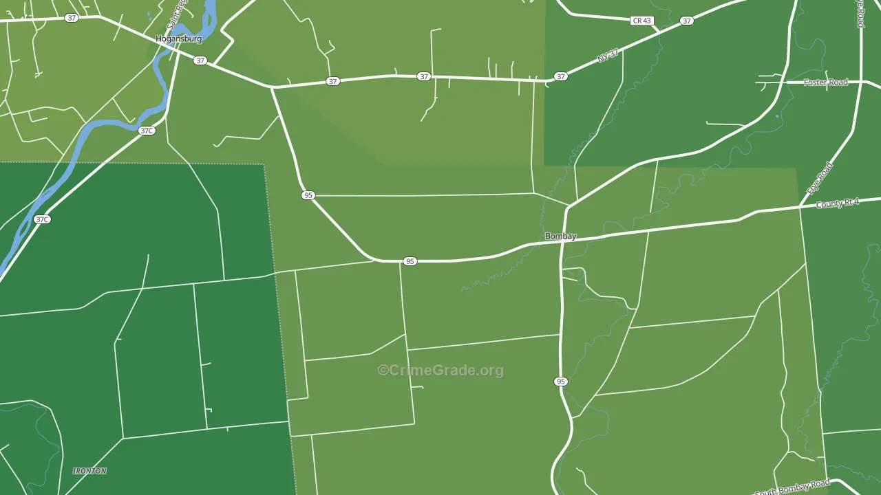 Bombay, NY Map of Vehicle Theft Rates