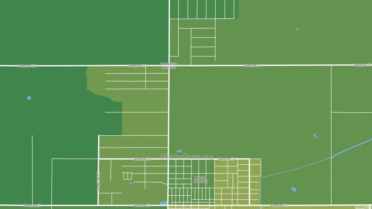 Bonadelle Ranchos-Madera Ranchos, CA Map of Vehicle Theft Rates