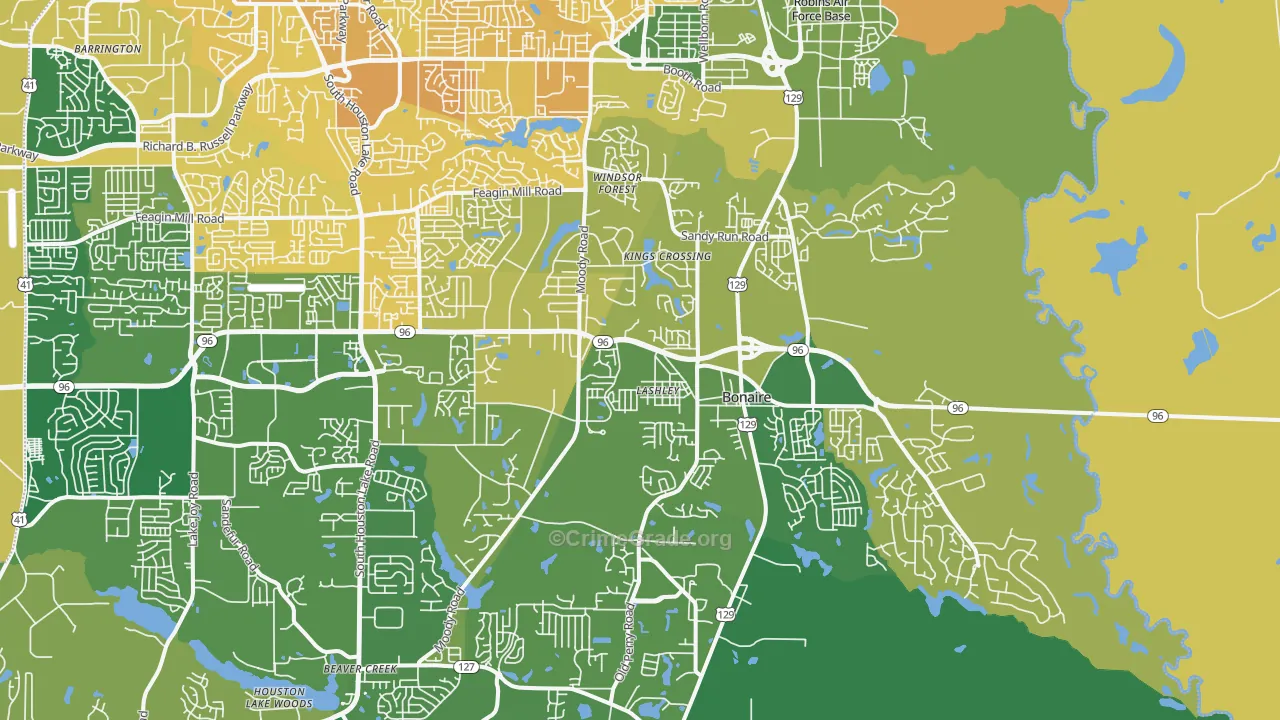 Bonaire, GA Map of Vehicle Theft Rates