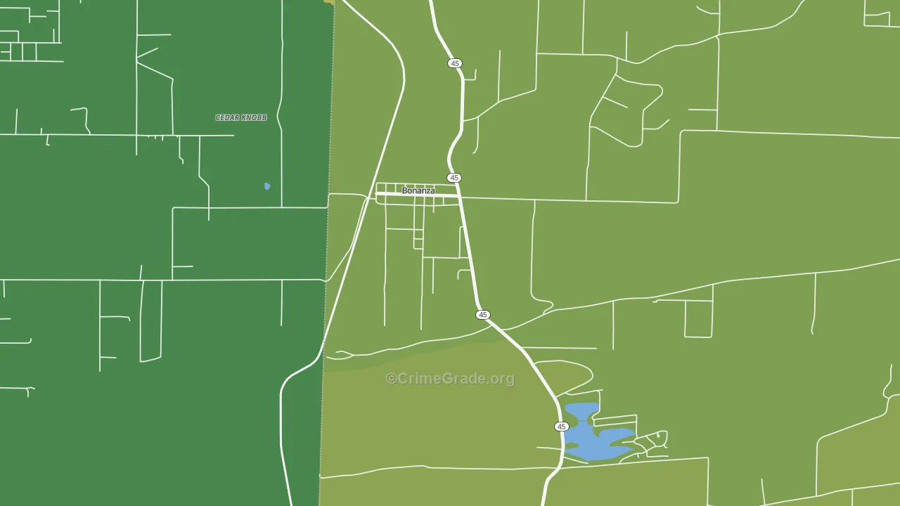 Bonanza, AR Map of Vehicle Theft Rates