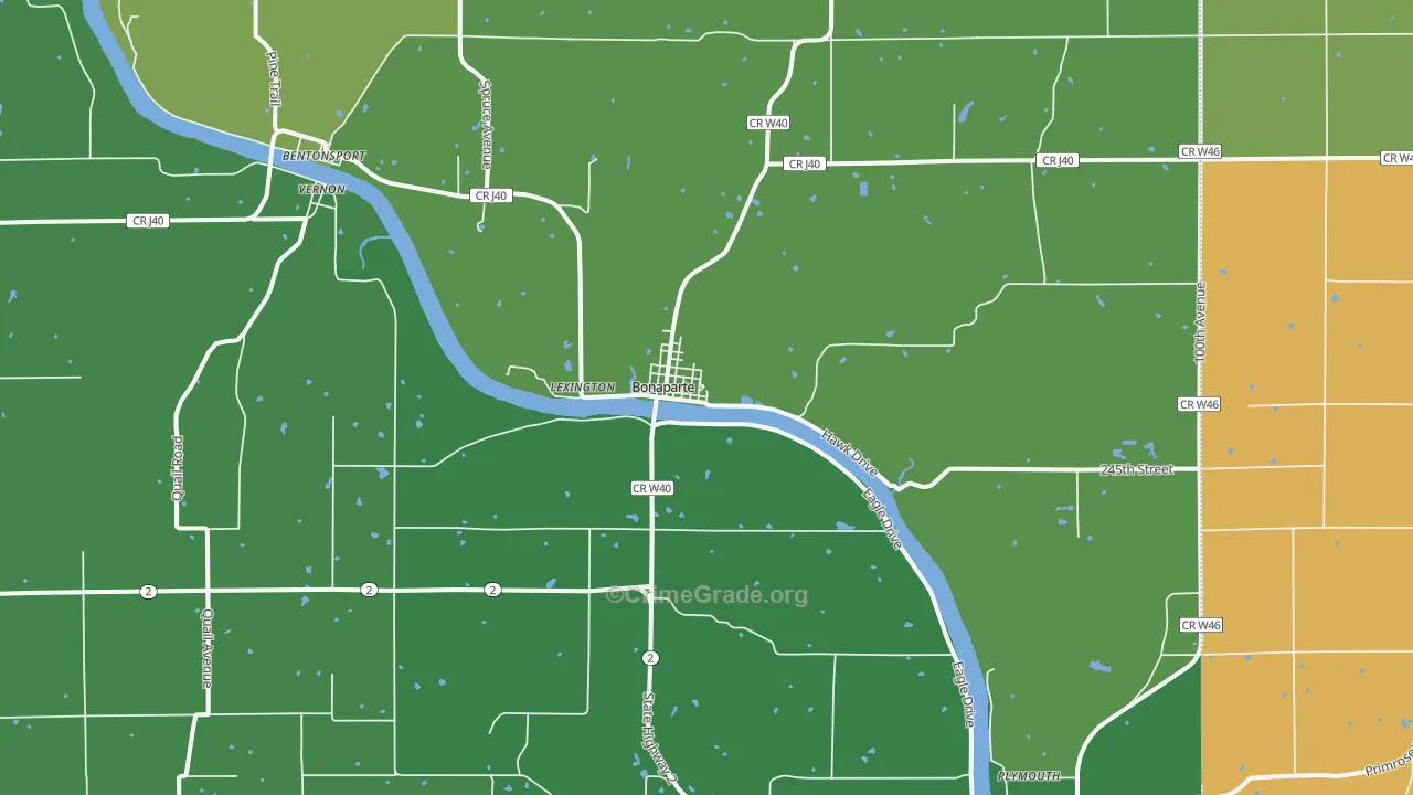 Bonaparte, IA Map of Vehicle Theft Rates