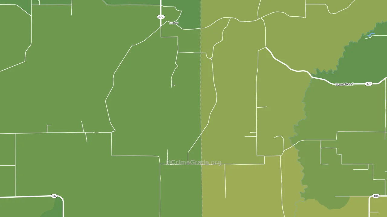 Bond, LA Map of Vehicle Theft Rates