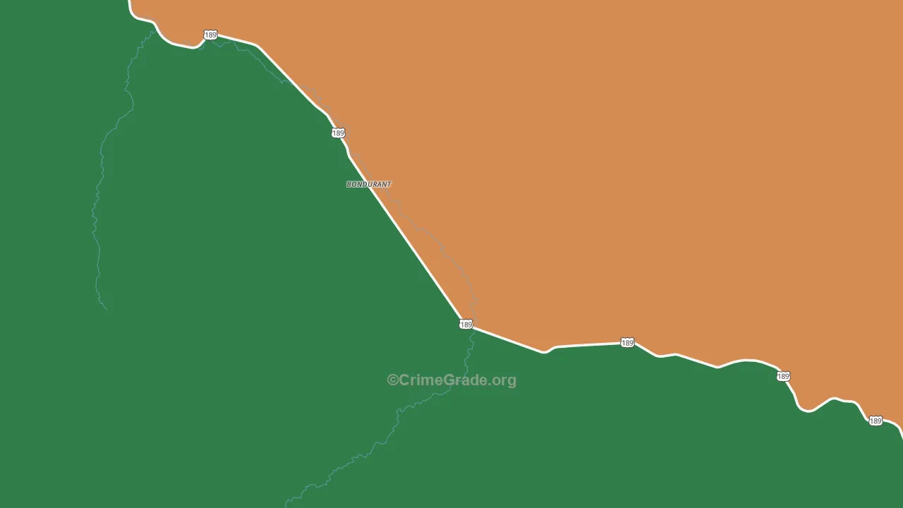 Bondurant, WY Map of Vehicle Theft Rates