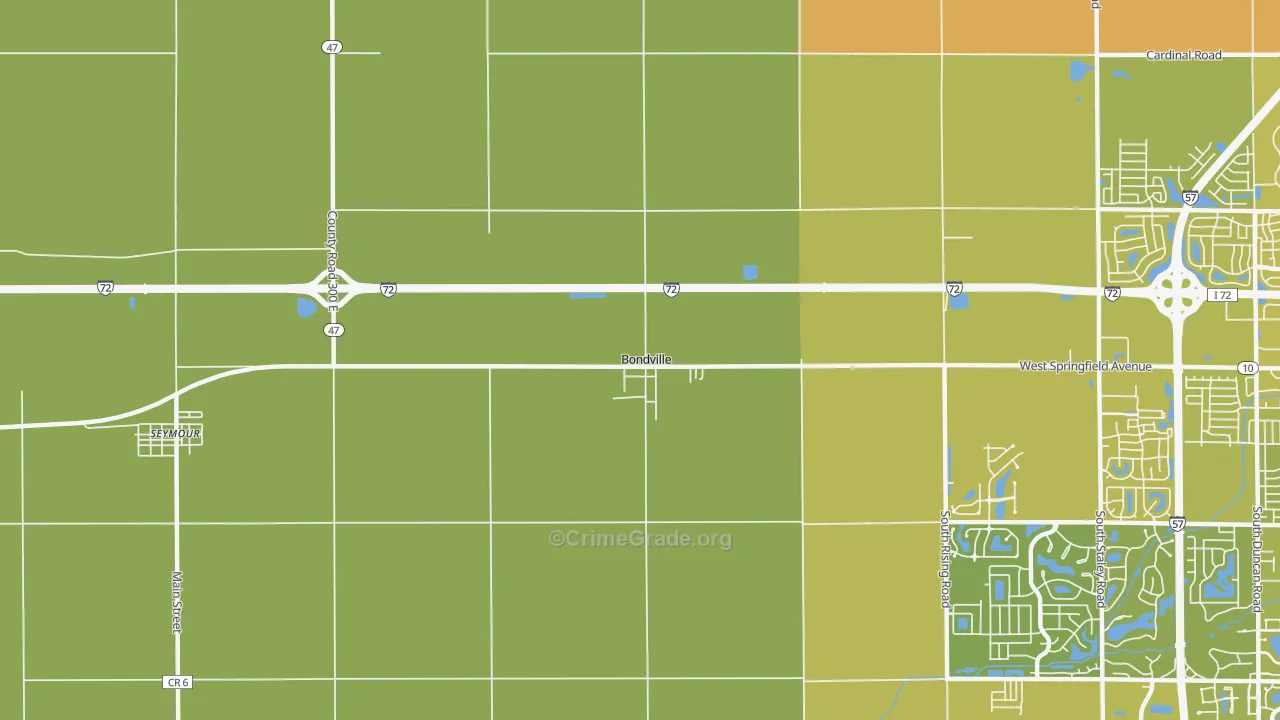 Bondville, IL Map of Vehicle Theft Rates