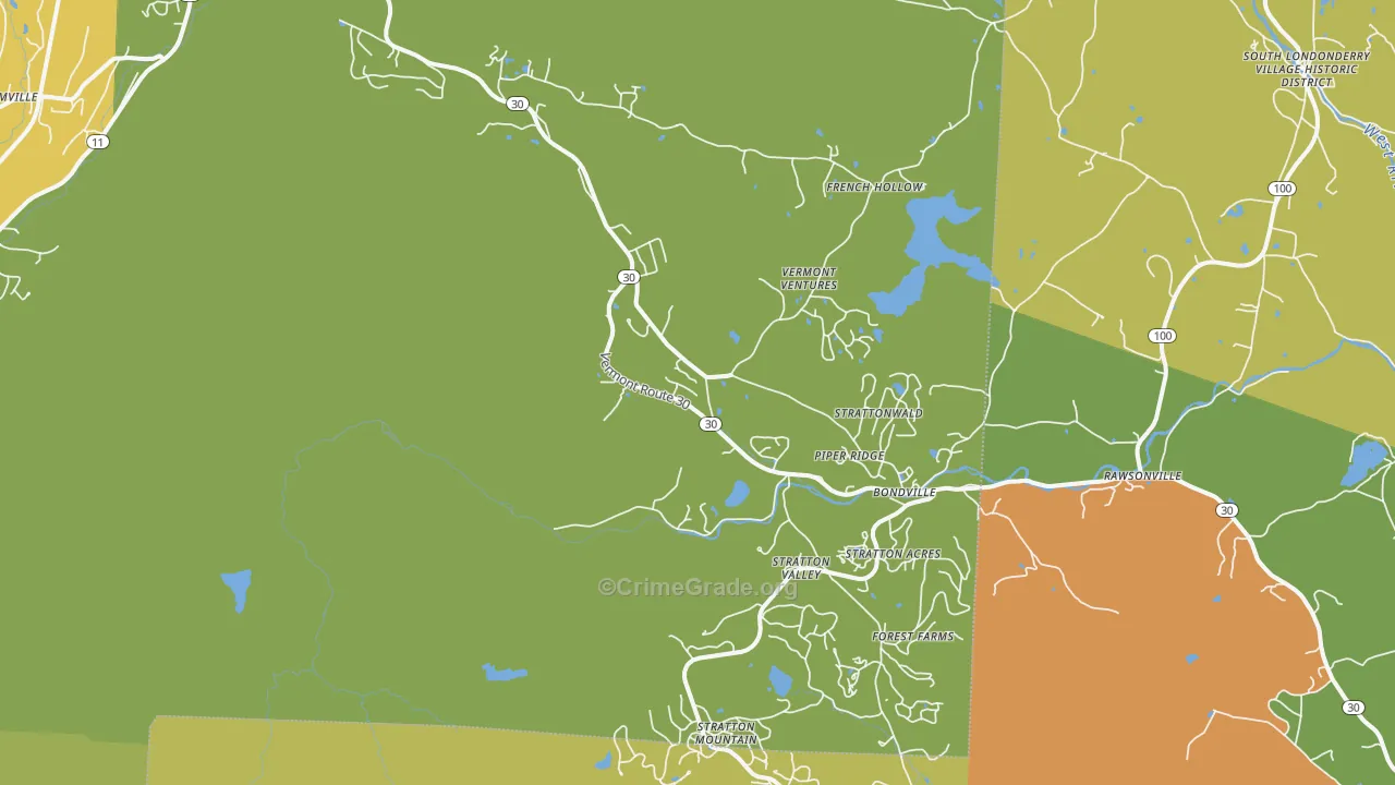 Bondville, VT Map of Vehicle Theft Rates
