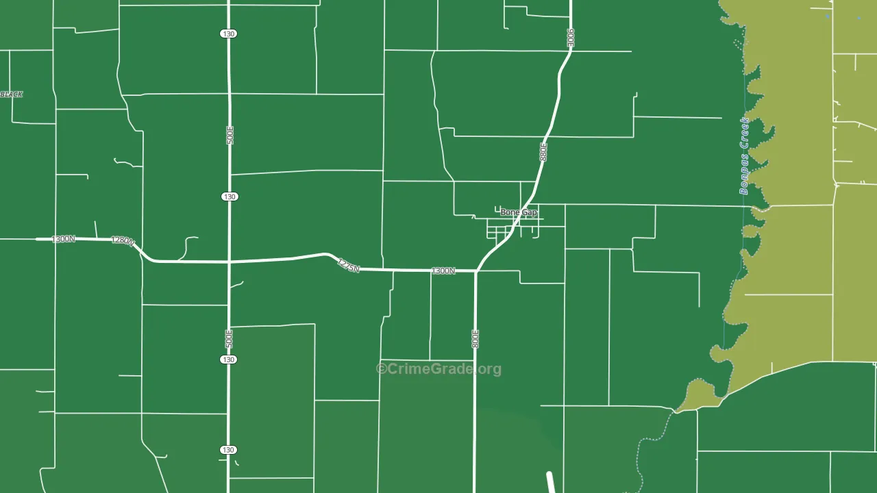 Bone Gap, IL Map of Vehicle Theft Rates