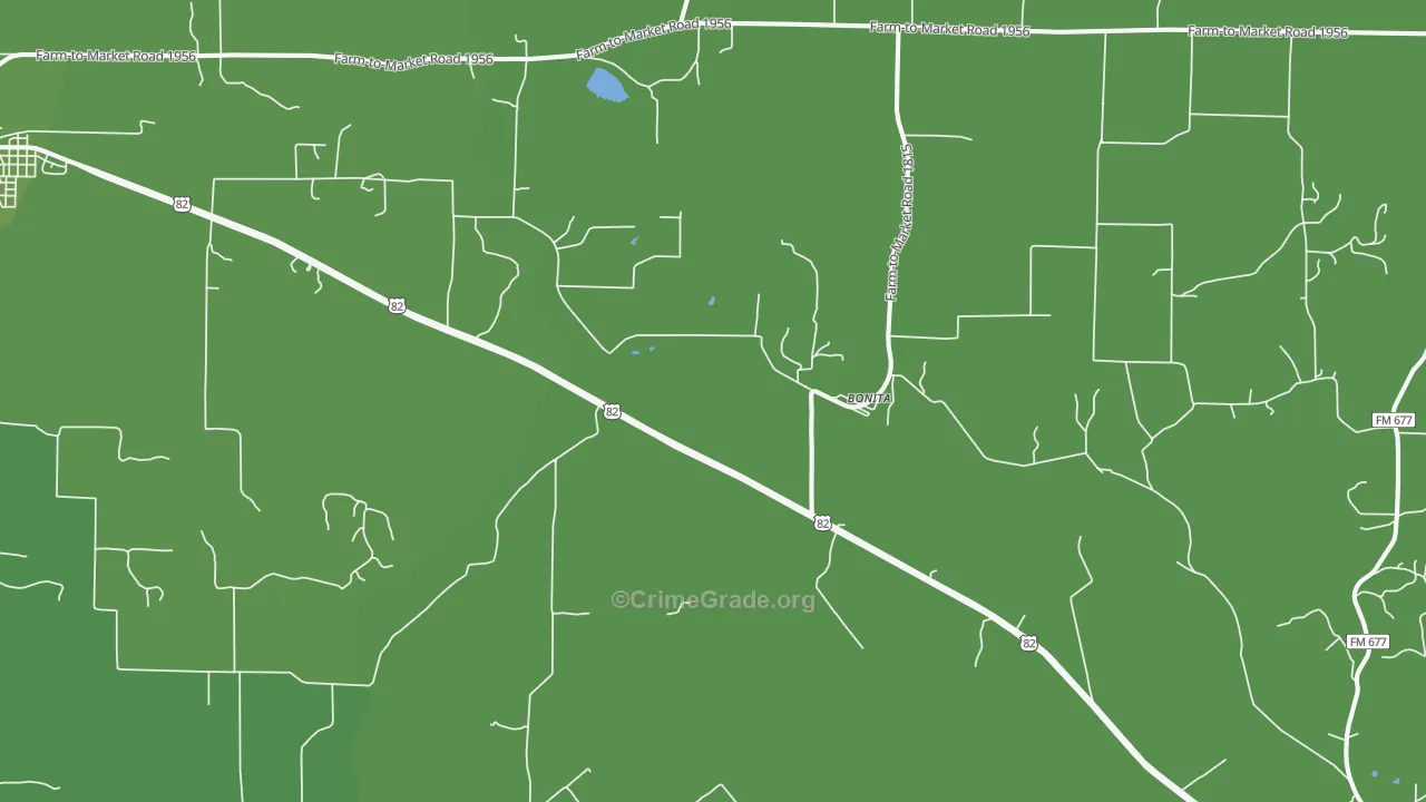 Bonita, TX Map of Vehicle Theft Rates