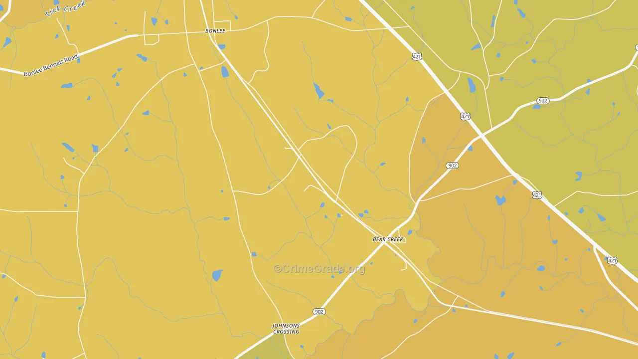 Bonlee, NC Map of Vehicle Theft Rates